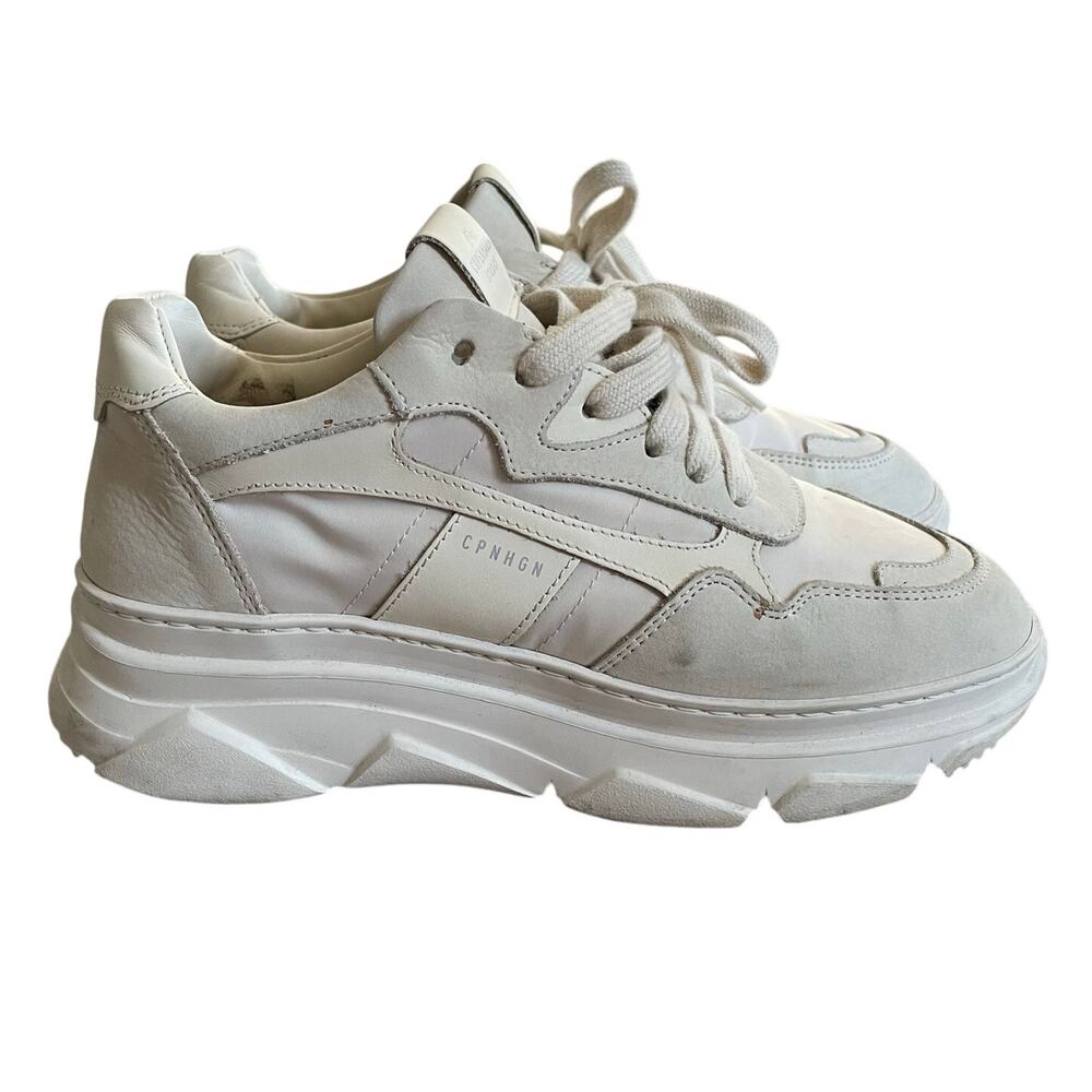 Copenhagen Studios EU 36 Suede-Leather Panelled Chunky Designer Sneakers White